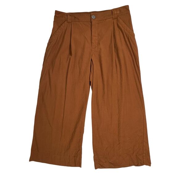 Cabi Cruise Crop Pants Size Large (33x24) Sienna Brown Wide Leg Linen Blend 6478 - Picture 2 of 12